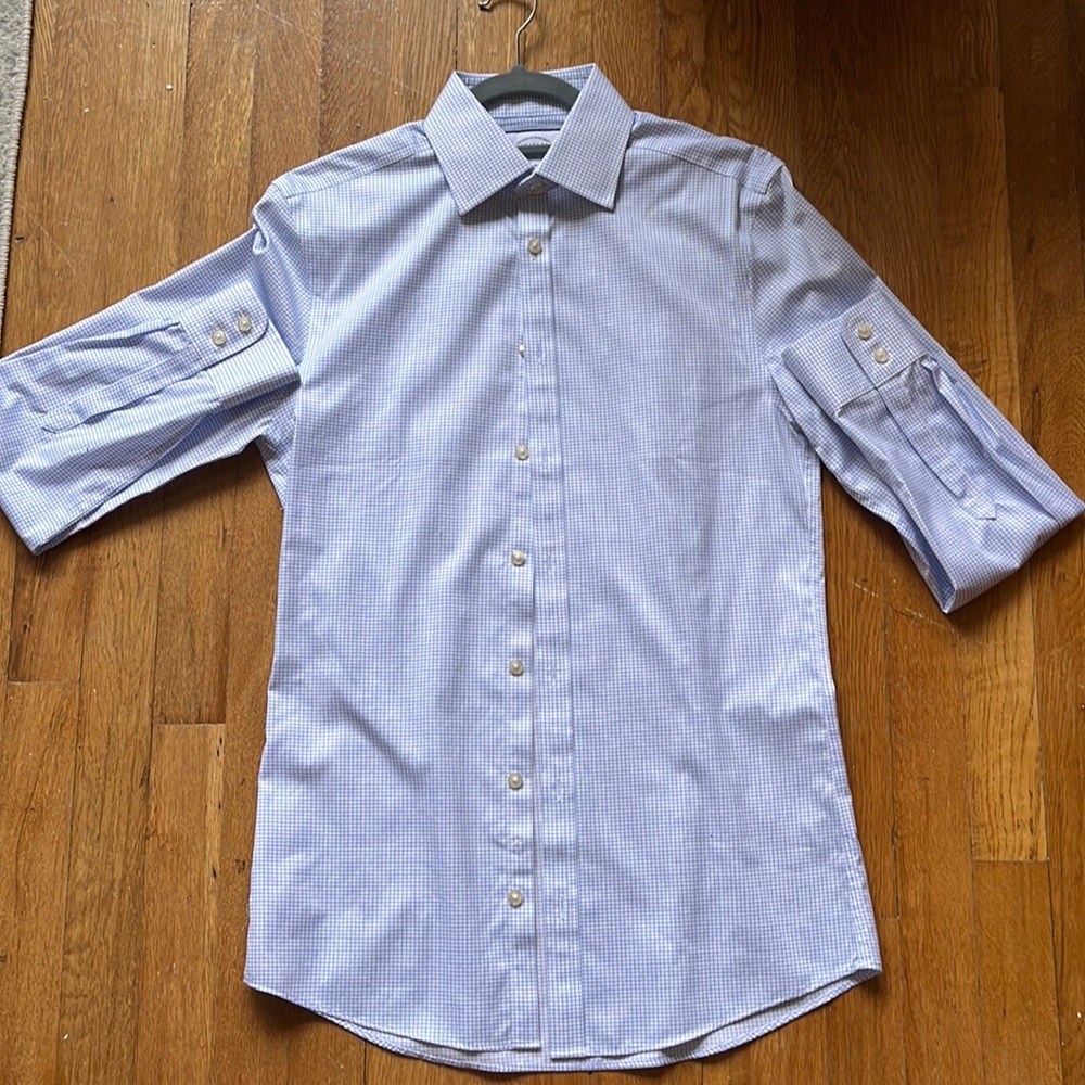 Charles Tyrwhitt Mens Blue/White Slim Fit Button Down Shirt